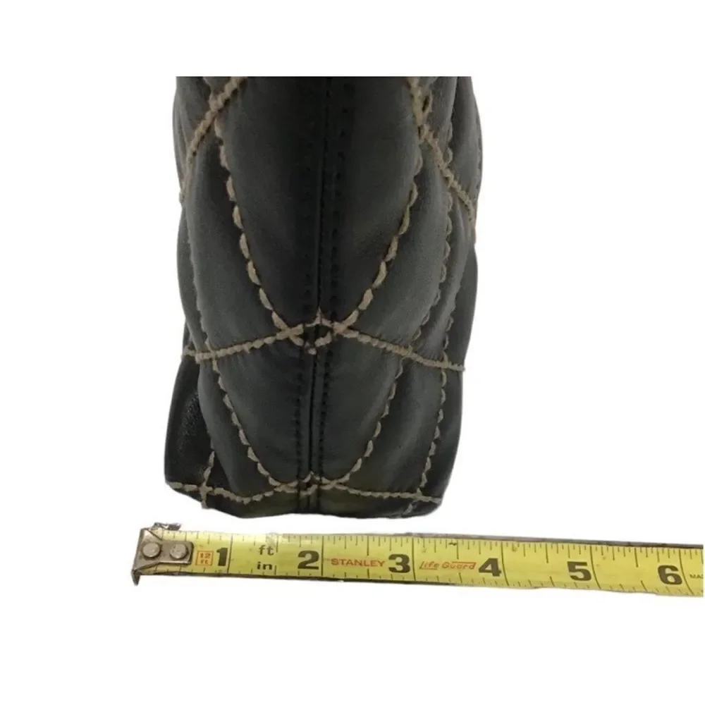 CHANEL Black Leather Quilted Wild Stitch Tote/Shoulder Bag Vintage